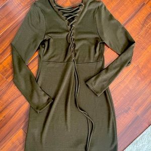 Brown lace up dress